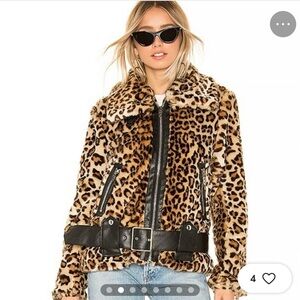 Blank NYC Leopard Print Moto Jacket with Faux Leather Details